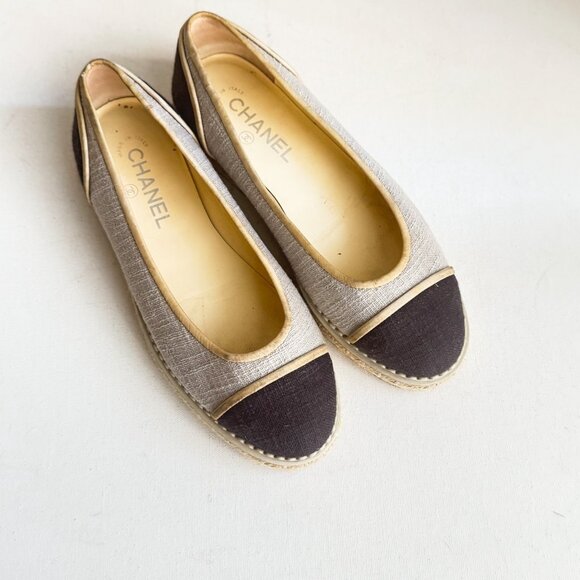 Chanel Two Tone Color block Canvas Classic Espadrilles 38 - Picture 4 of 13